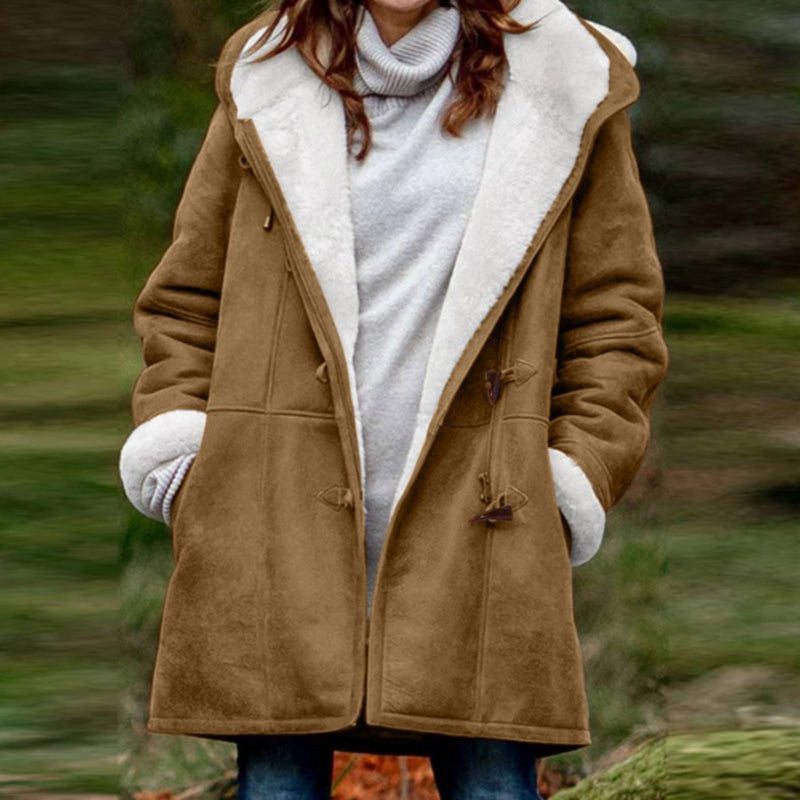 Women’s Hooded Sherpa Lined Duffle Toggle Winter Coat