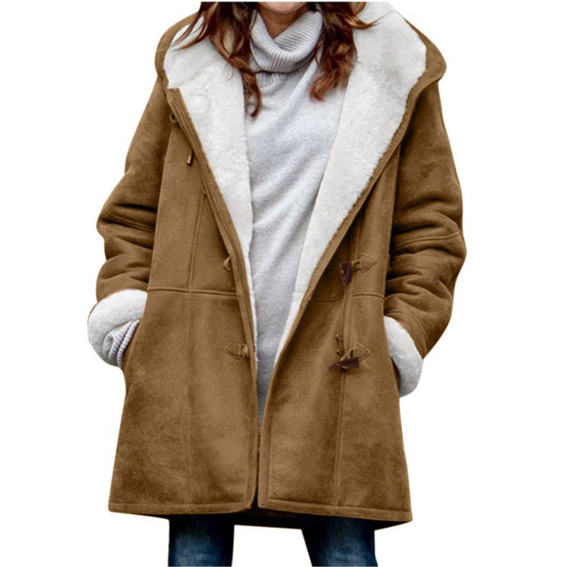 Women’s Hooded Sherpa Lined Duffle Toggle Winter Coat