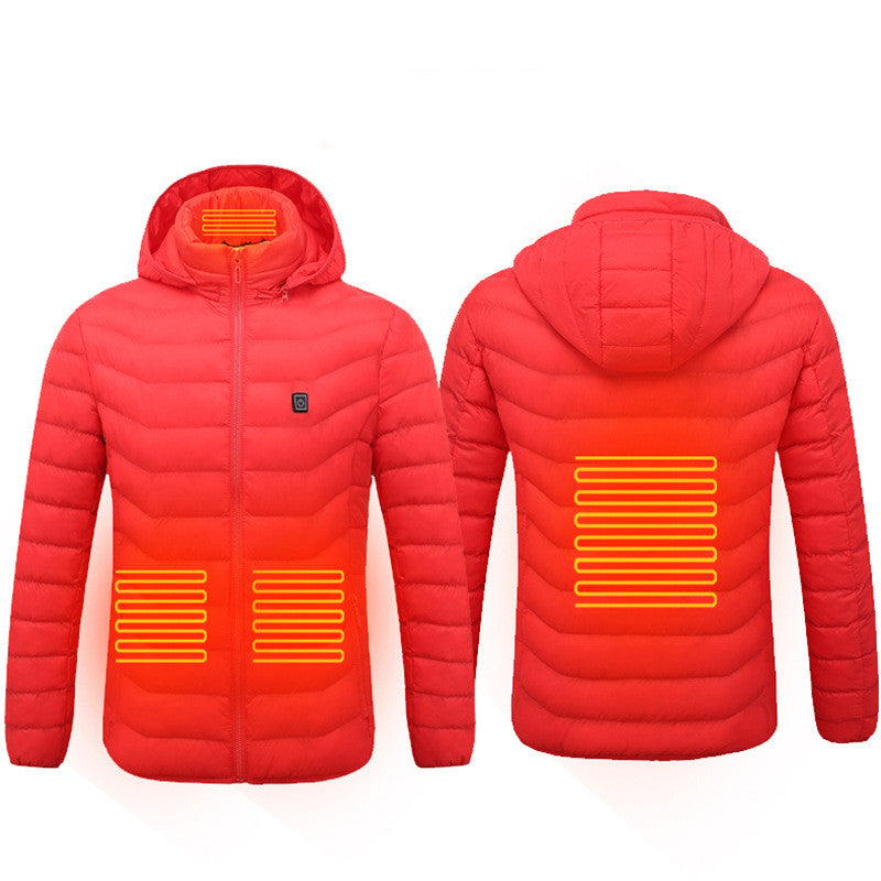 Men’s USB Heated Winter Jacket with Hood and Thermal Cotton
