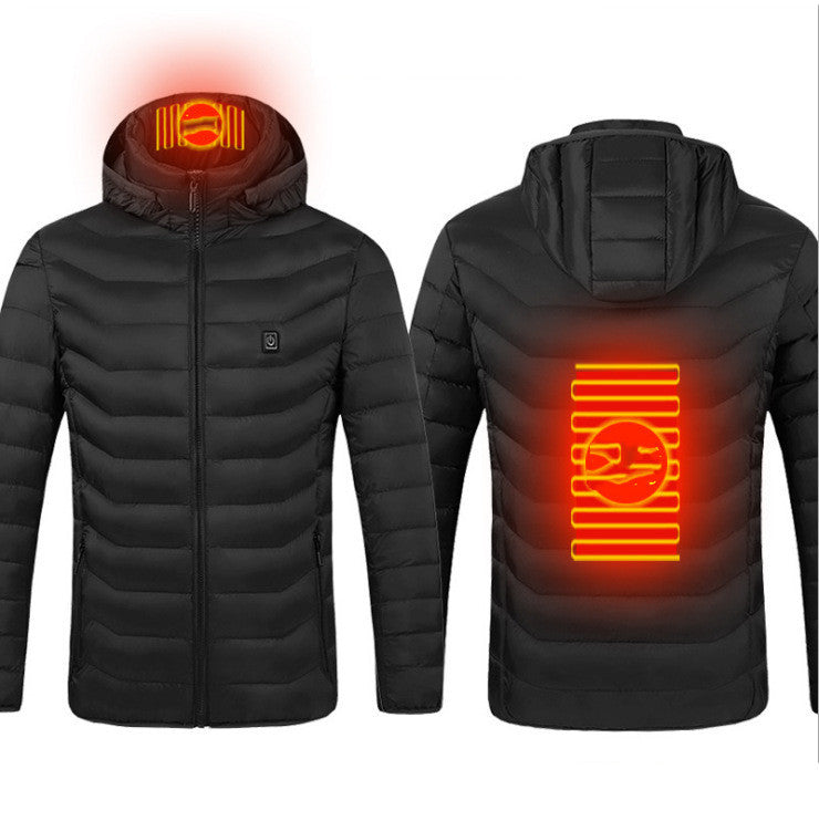 Men’s USB Heated Winter Jacket with Hood and Thermal Cotton