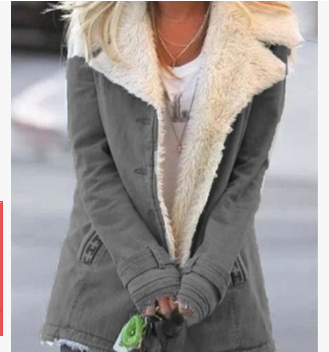 Women’s Plus Size Sherpa Lined Button Coat with Lapel