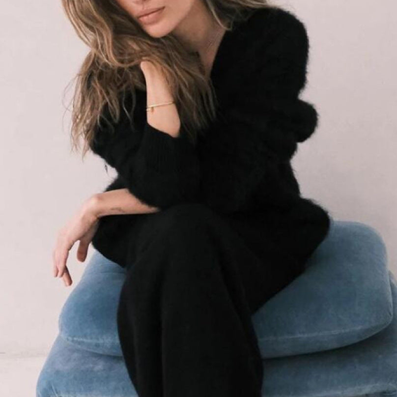 Women’s Loose V-Neck Button Cardigan Knit Sweater Top