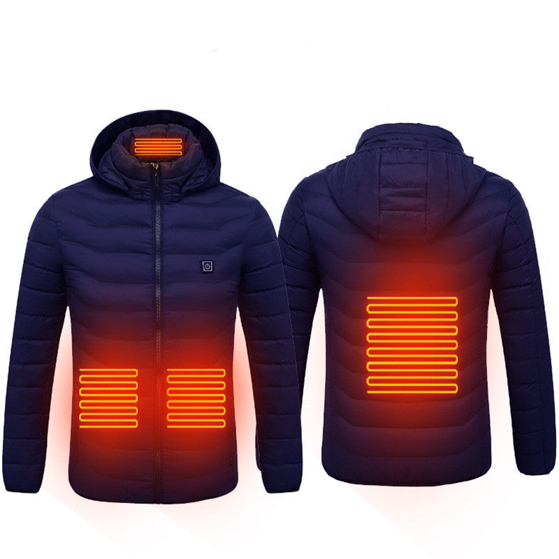 Men’s USB Heated Winter Jacket with Hood and Thermal Cotton