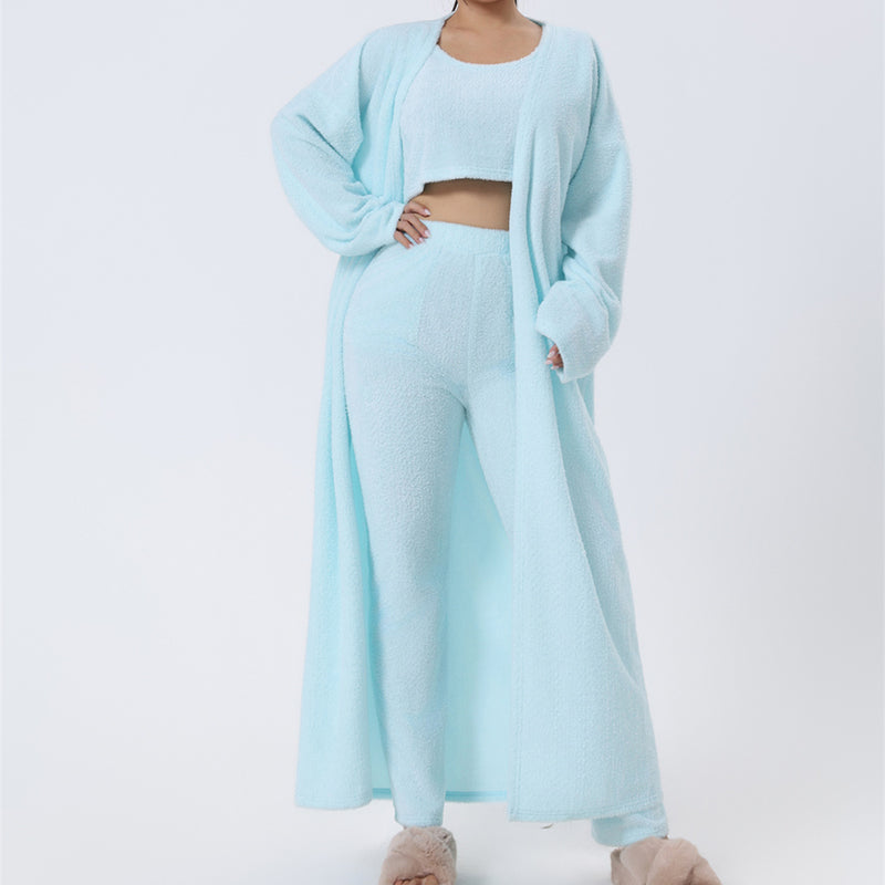 Women’s Cozy 3 Piece Pajama Lounge Set Soft Winter Loungewear