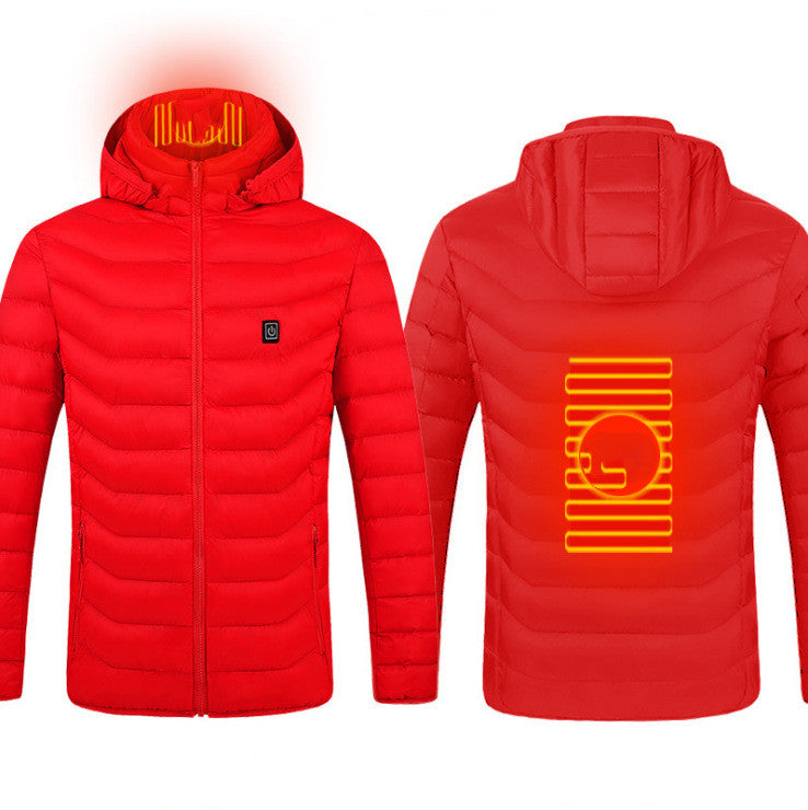 Men’s USB Heated Winter Jacket with Hood and Thermal Cotton
