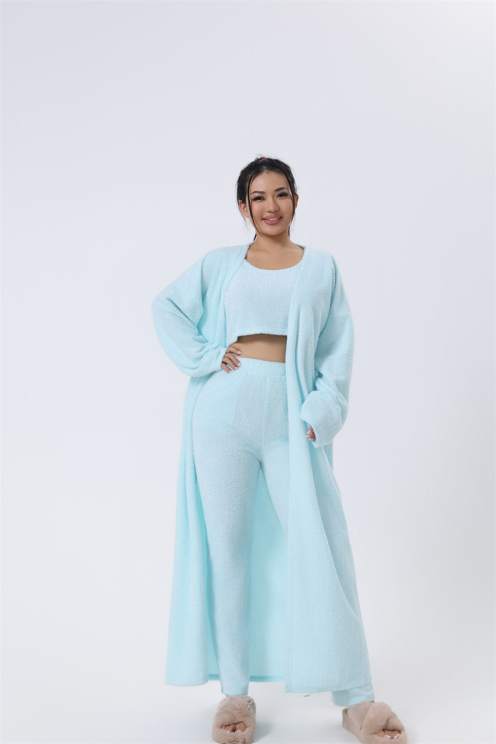 Women’s Cozy 3 Piece Pajama Lounge Set Soft Winter Loungewear