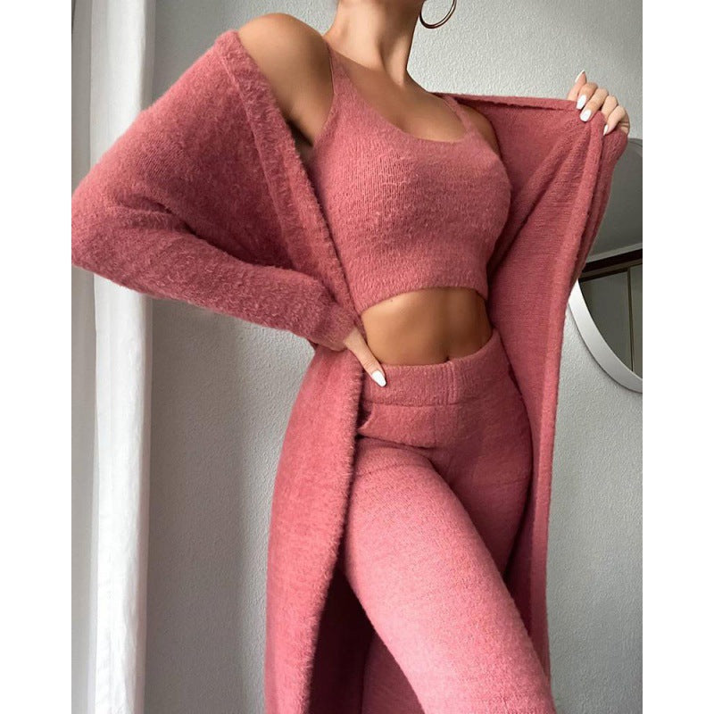 Women’s Cozy 3 Piece Pajama Lounge Set Soft Winter Loungewear