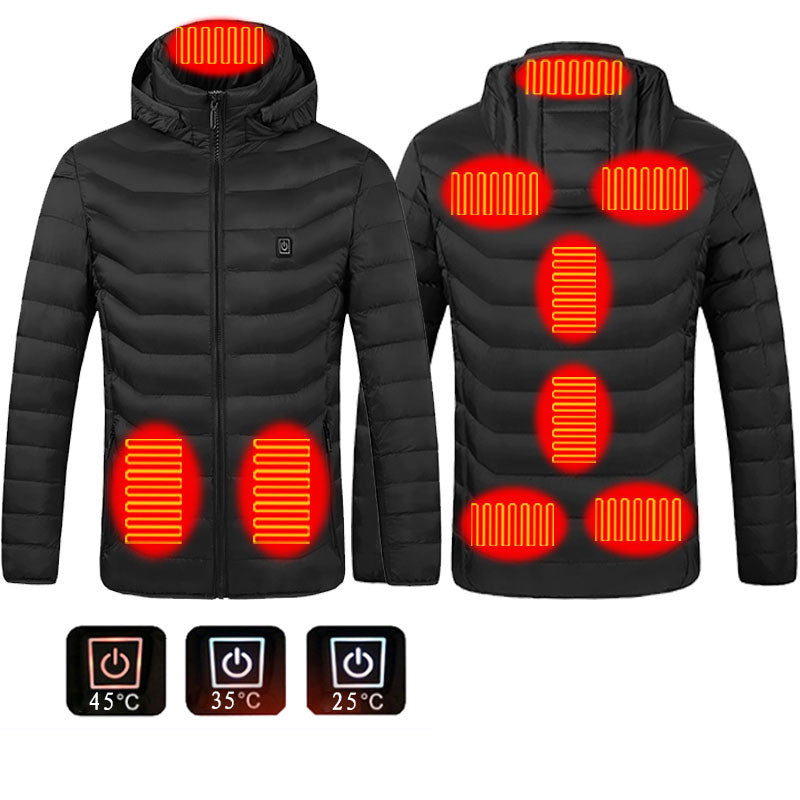 Men’s USB Heated Winter Jacket with Hood and Thermal Cotton