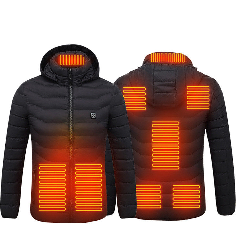 Men’s USB Heated Winter Jacket with Hood and Thermal Cotton