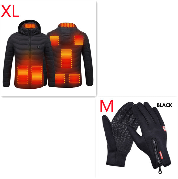 Men’s USB Heated Winter Jacket with Hood and Thermal Cotton