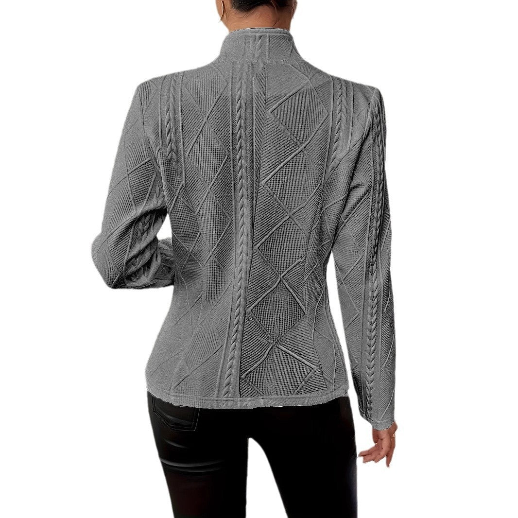 Women’s Single-Breasted Stand Collar Office Blazer Jacket