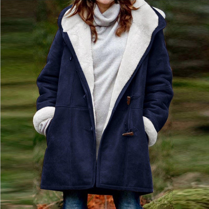 Women’s Hooded Sherpa Lined Duffle Toggle Winter Coat